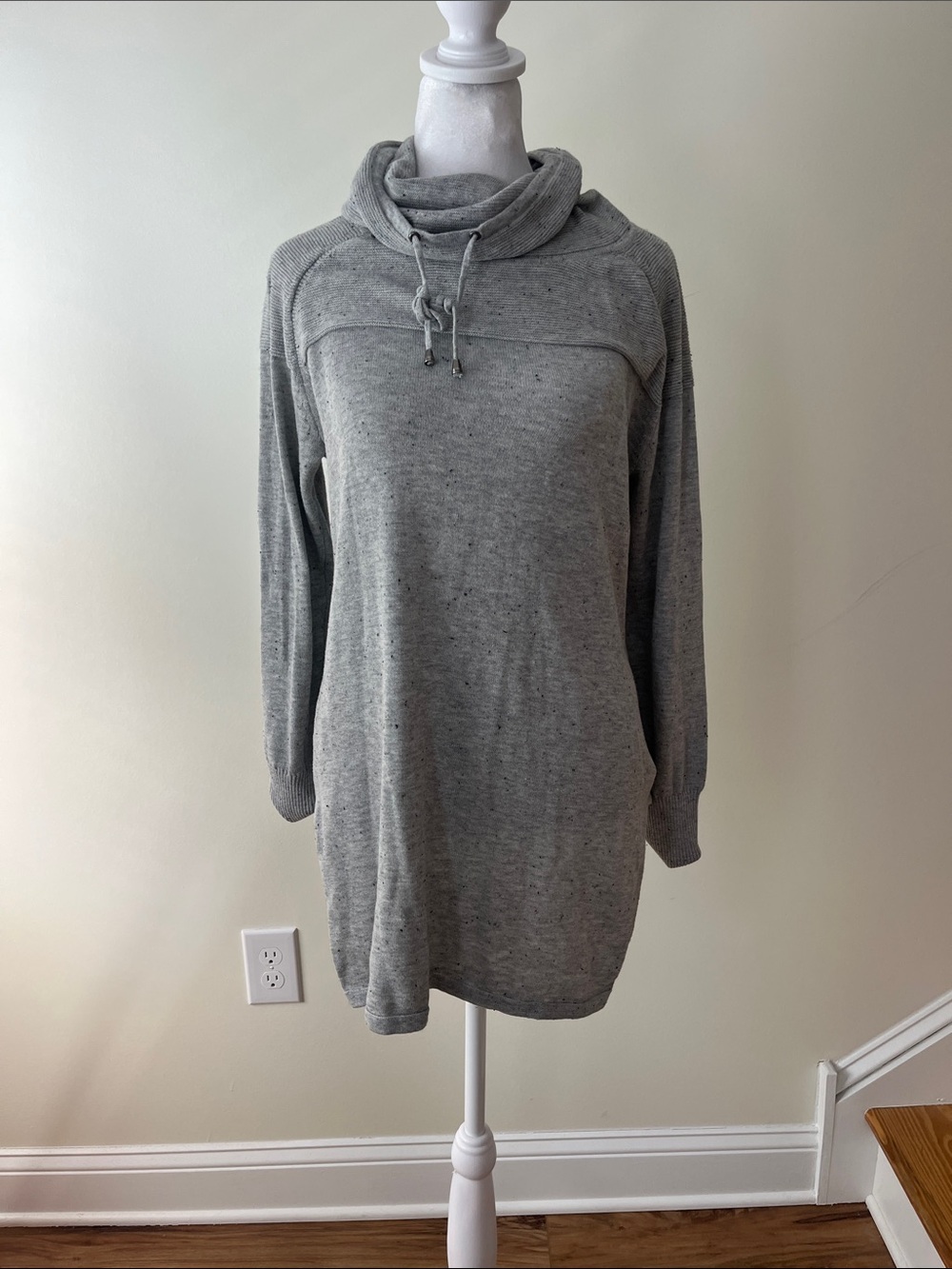 Women's Gray Cowl-Neck Pullover Hoodie Tunic